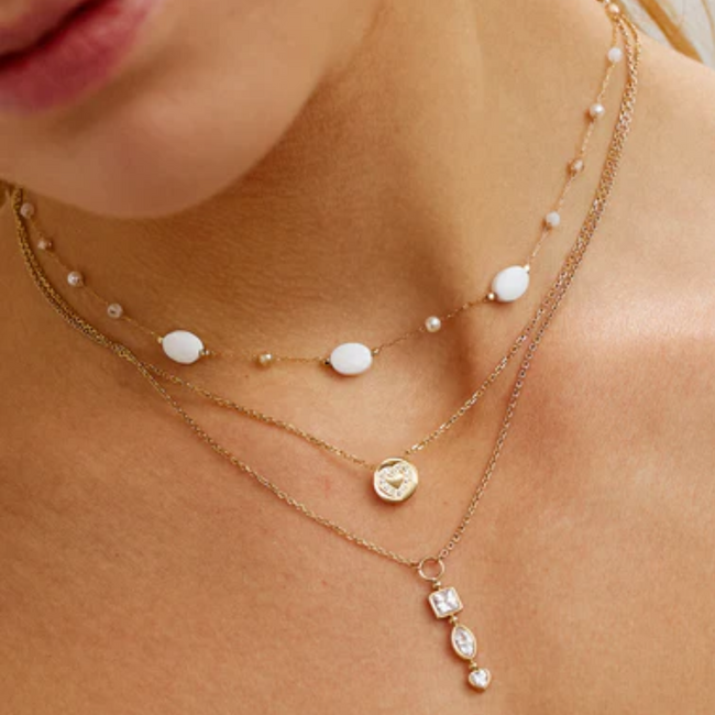Goud perfecte laagjes kettingen met hart of sparkle of steentjes