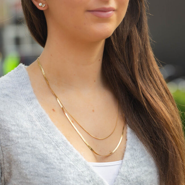 Simpel chiq dubbele platte schakels laagjes ketting