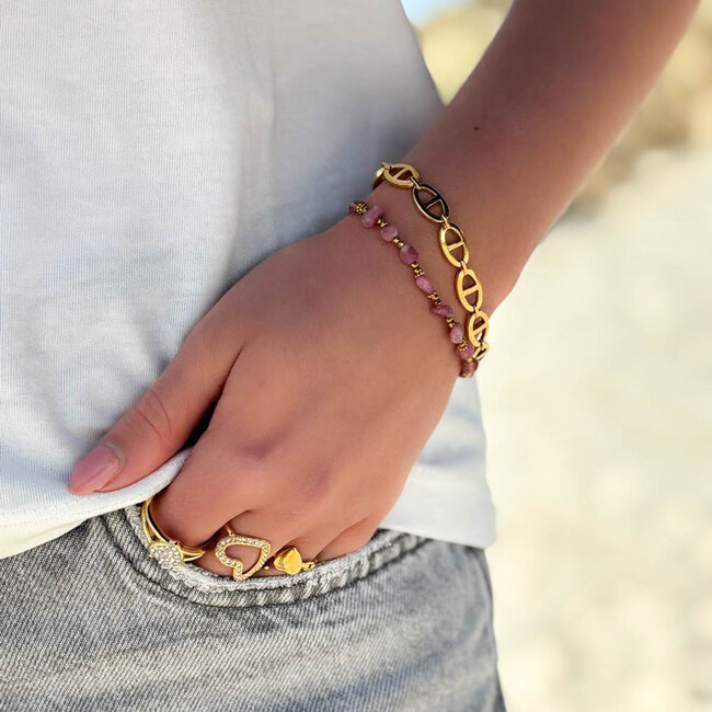 Armband schakels of natuurstenen roze