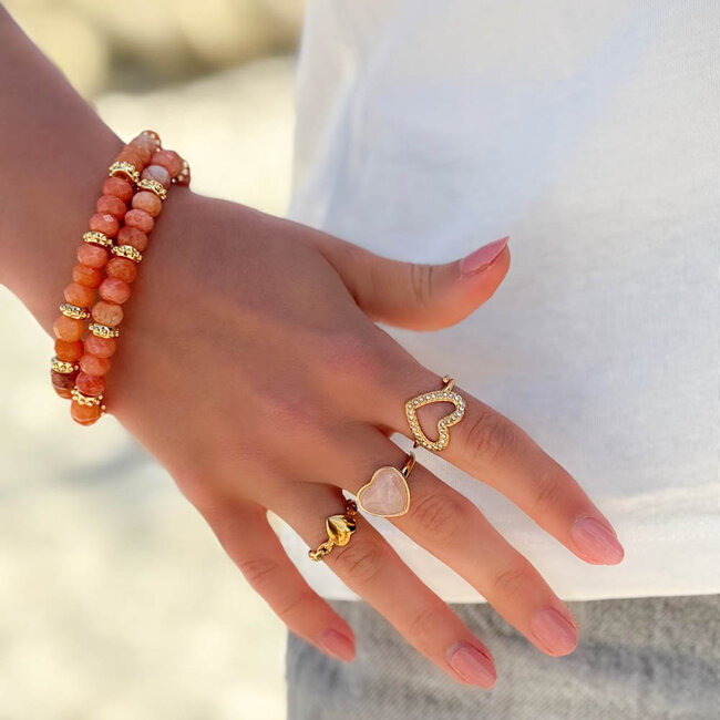 Biba Oranje natuursteen Armband