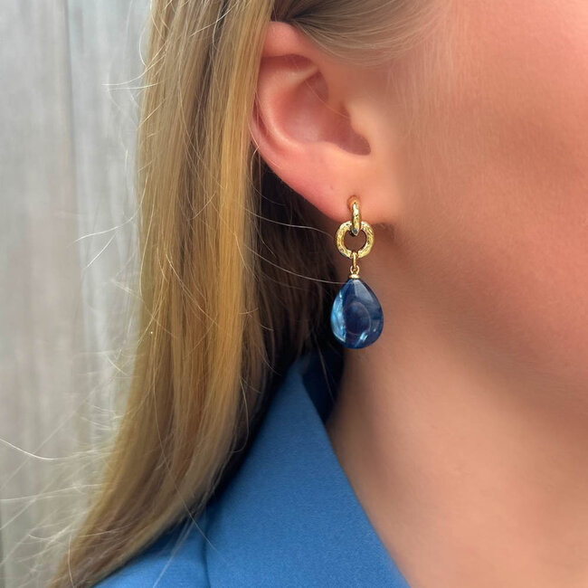 Biba Basic beauty blauwegemeleerde tijdloze oorbellen