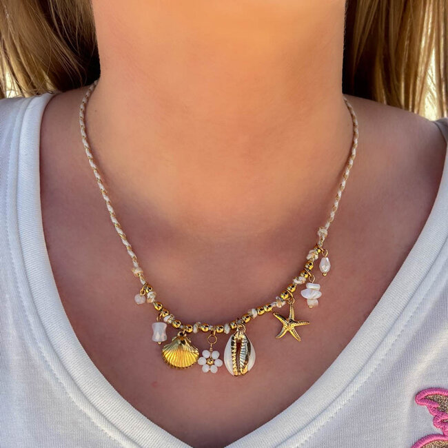 Beadle Witte Schelpen strand beach ketting