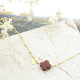 ZAG  Bijoux Bruine klaver ketting