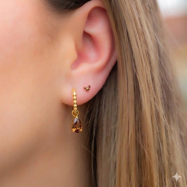 Goldplated zirconia  Chocolade bruine Oorparty 