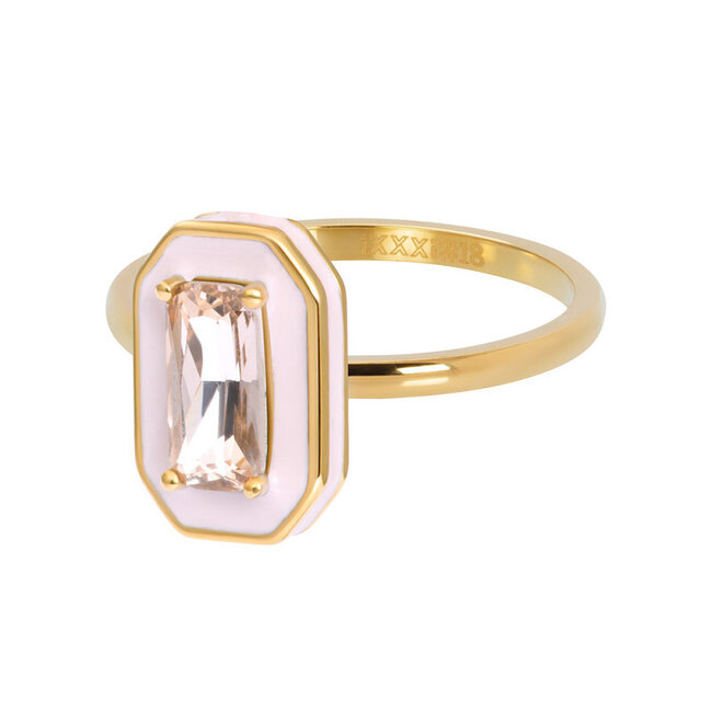 IXXXI Goud fame zacht roze ring met crystal steen