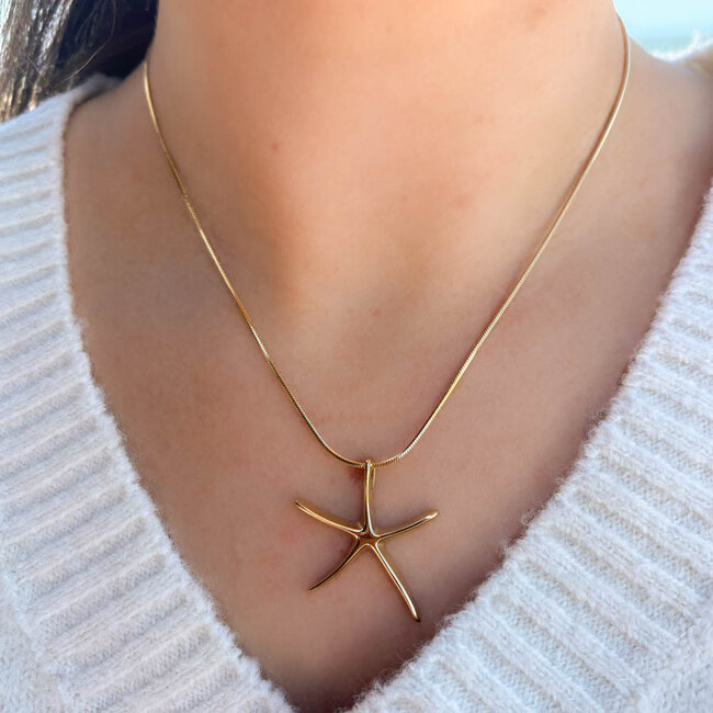 Beadle Goudkleurige zeester ketting met minimalistische uitstraling