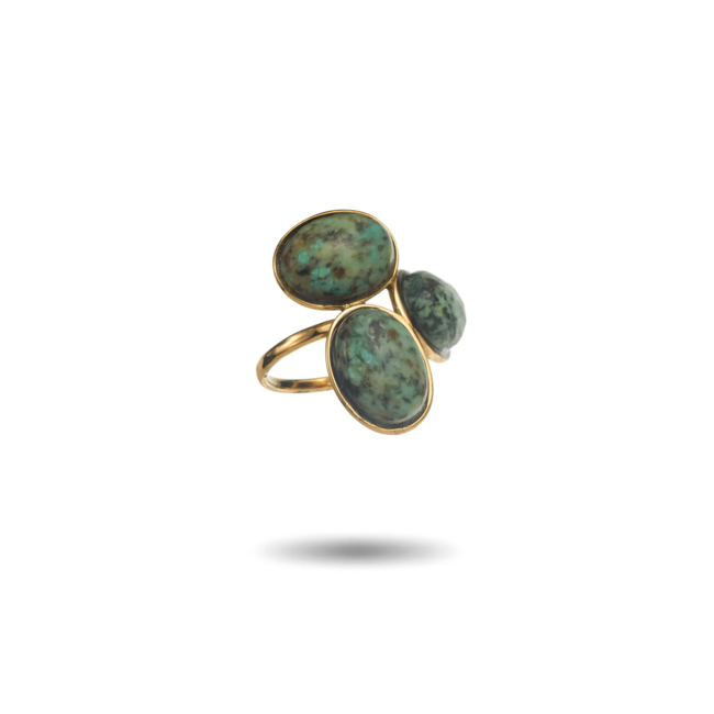 Beadle Stainless steel ringen met natuurstenen of bloem