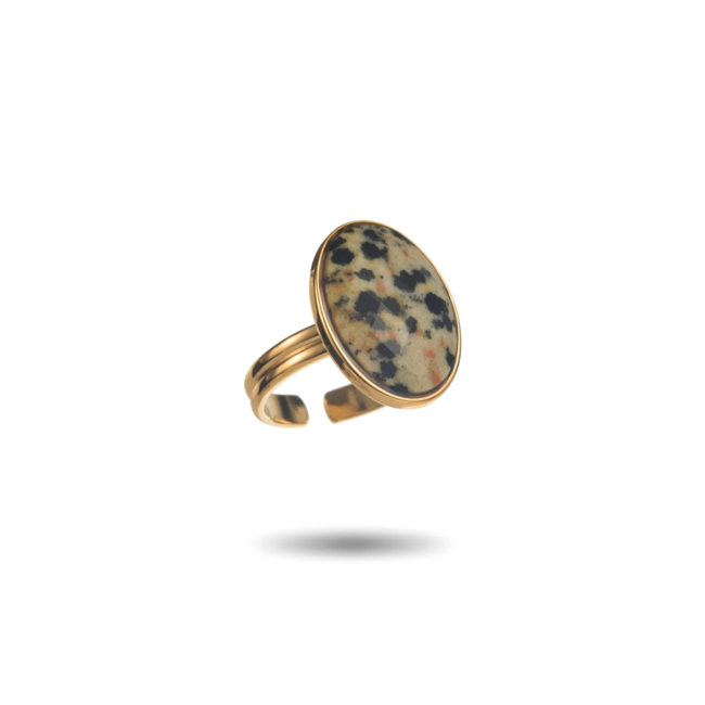 Beadle Stainless steel ringen met natuurstenen of bloem