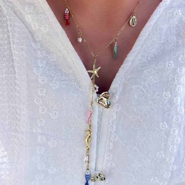 Beadle Speelse Ketting met gekleurde zeebedeltjes