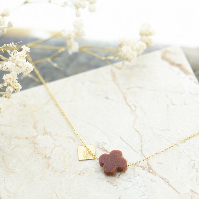 ZAG  Bijoux Bruine klaver ketting