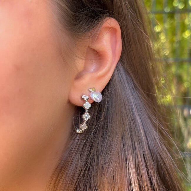 Beadle Trendy oorbellen met strass en schelp klavers