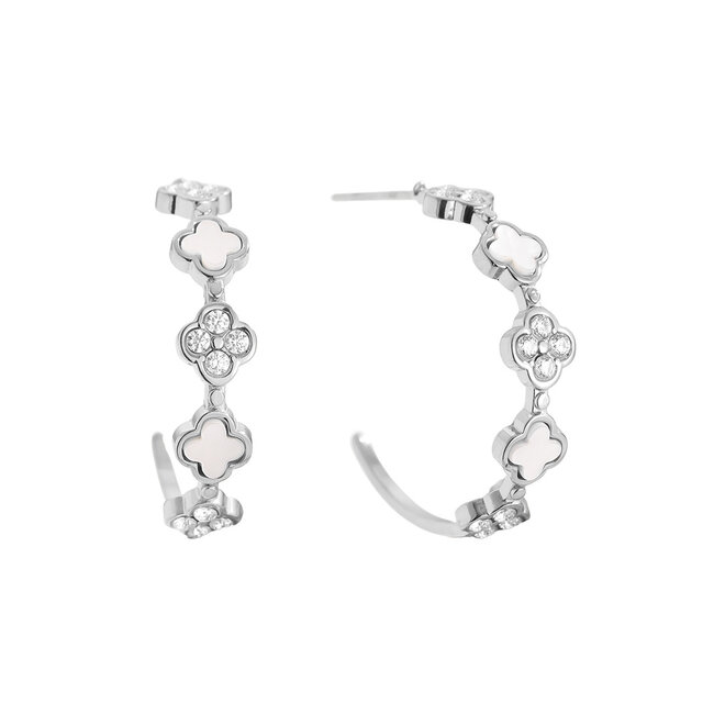Beadle Trendy oorbellen met strass en schelp klavers