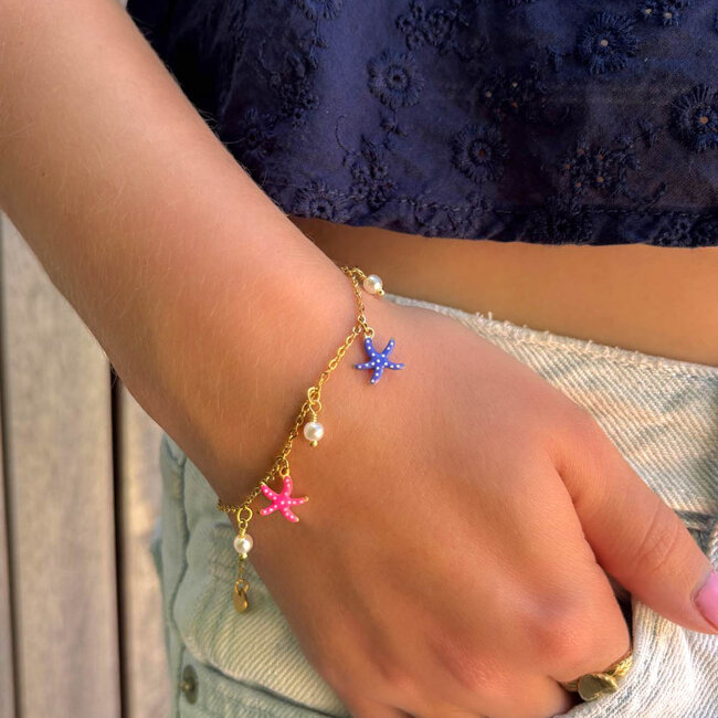 Beadle Vrolijke armband met gekleurde zeesterren