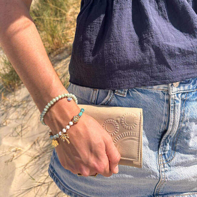 Echt leren zeeuwse knop portemonnee zand beige