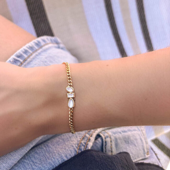 ZAG  Bijoux Schakelarmband met verfijnde steentjes