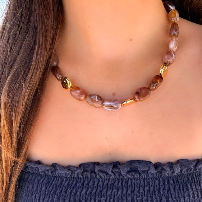 Biba Ketting met warme bruine kralen
