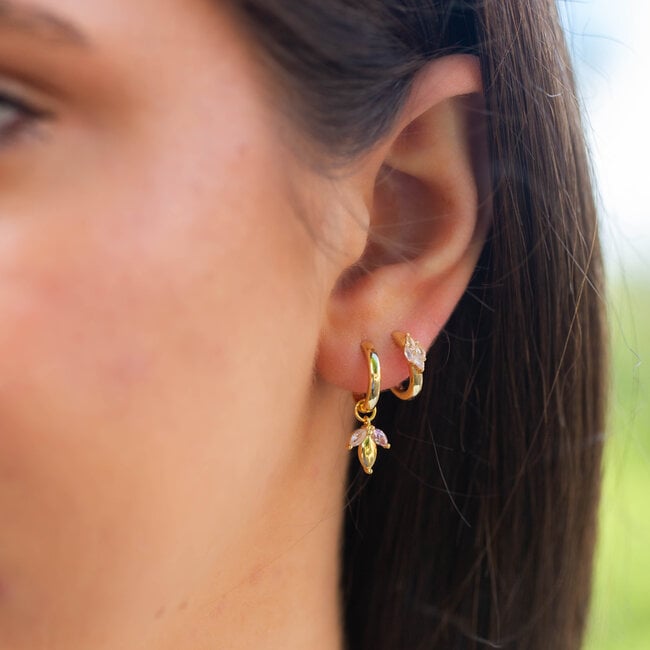 KARMA Goldplated zirconia  roze of zalm  oorbellen