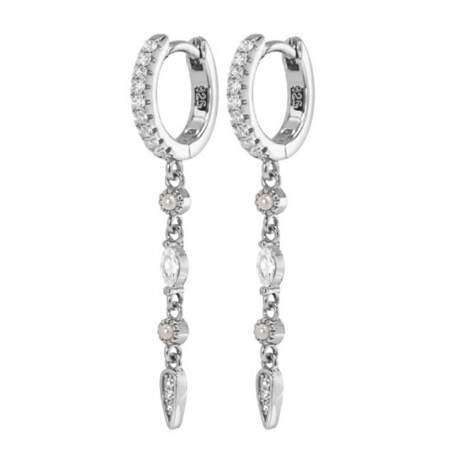 KARMA Echt zilver zirconia  sparkle druppel oorbellen