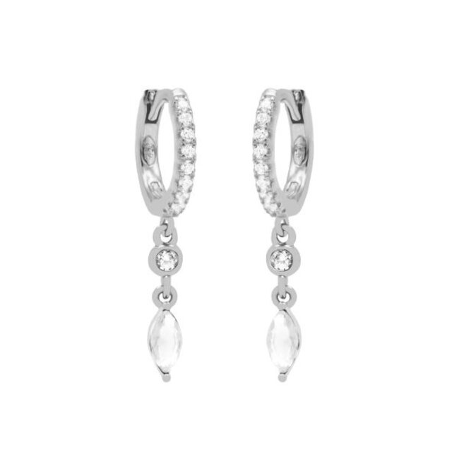 KARMA Echt zilver zirconia  sparkle druppel oorbellen