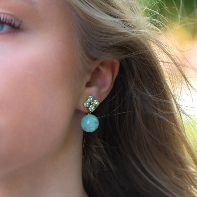 Mint crystal oorbellen met hanger