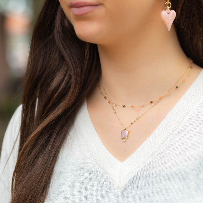 Ketting met steentjes of roze hanger