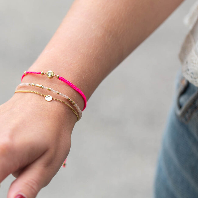 Armband felroze of dubbel met muntje
