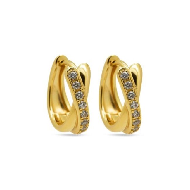 Gouden creolen met subtiele zirconia steentjes
