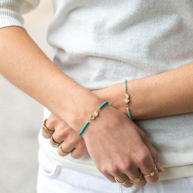 Subtiele sparkle armbandje in turquoise of mint