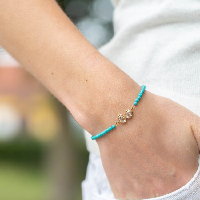 Subtiele sparkle armbandje in turquoise of mint