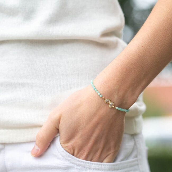 Subtiele sparkle armbandje in turquoise of mint