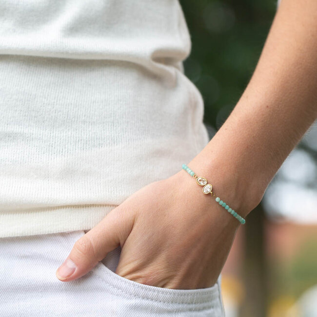 Subtiele sparkle armbandje in turquoise of mint
