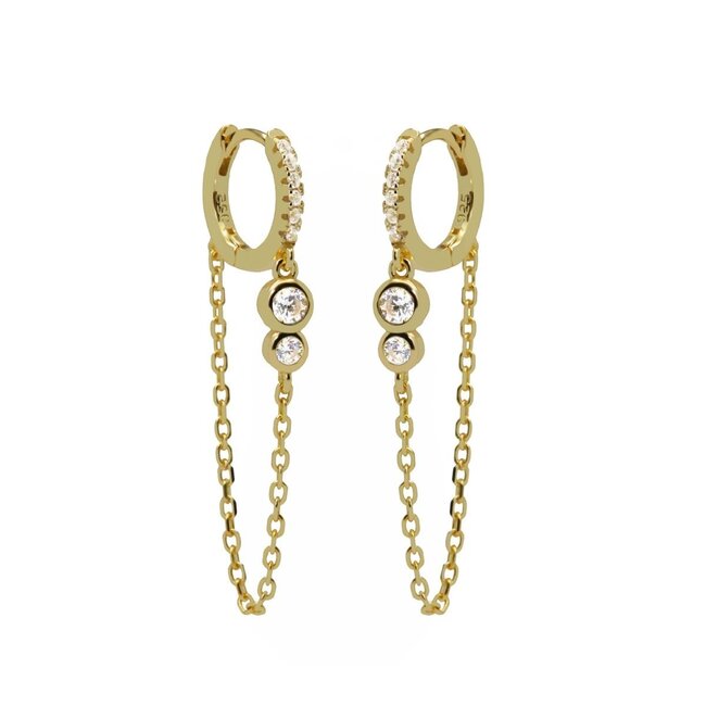KARMA Goud zirconia sparkle glitter  oorbellen