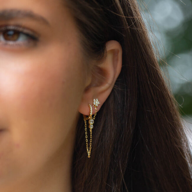 KARMA Goud zirconia sparkle glitter  oorbellen