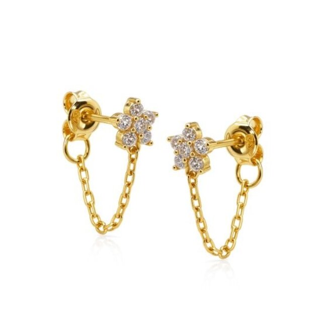KARMA Goud zirconia sparkle glitter  oorbellen