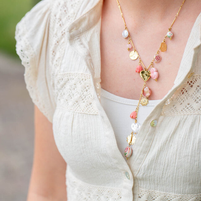 Beadle Roze bedel mix ketting