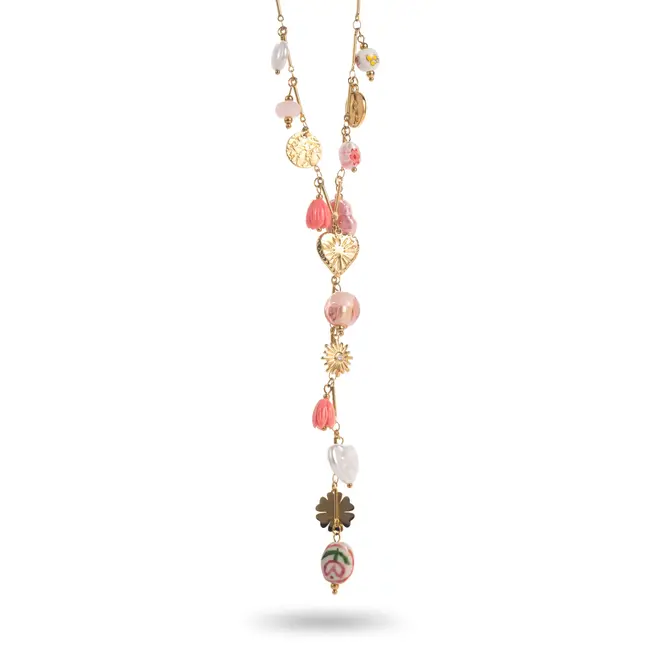 Beadle Roze bedel mix ketting