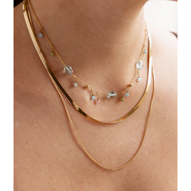 ZAG  Bijoux Trendy ketting met glitter hart of pastel natuurstenen