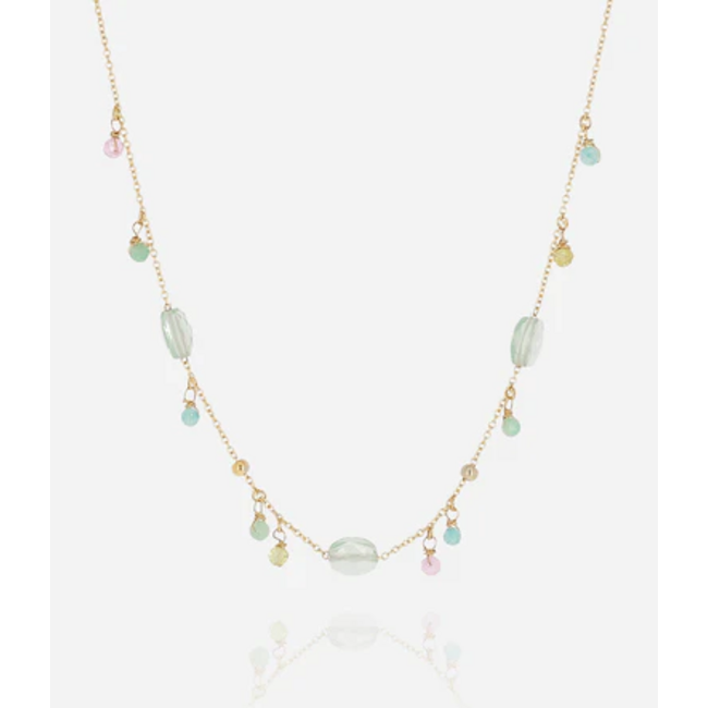 ZAG  Bijoux Trendy ketting met glitter hart of pastel natuurstenen