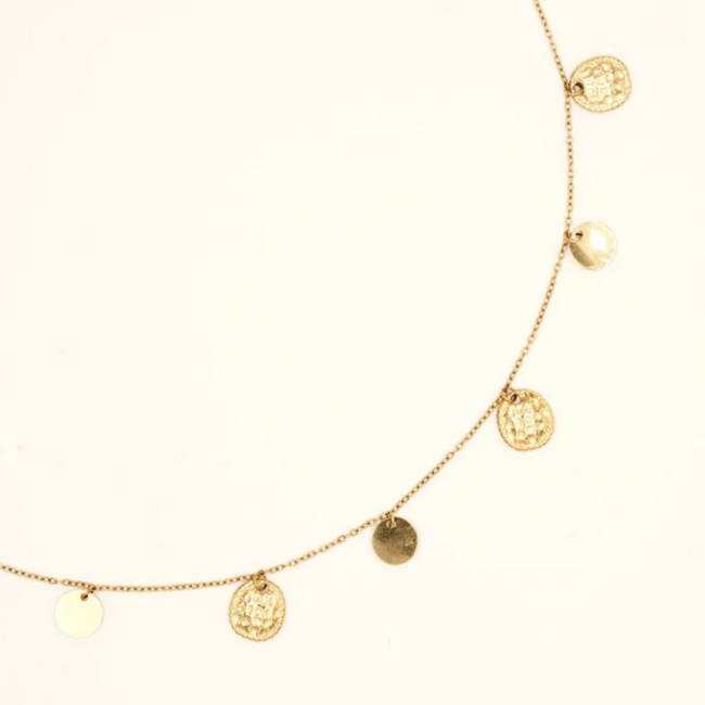 Ikita  Ketting met muntjes of dubbele met schakels en bloem