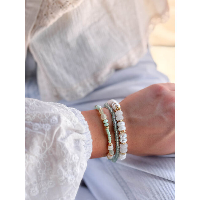 Biba Dubbele Mint matte kralen Armband