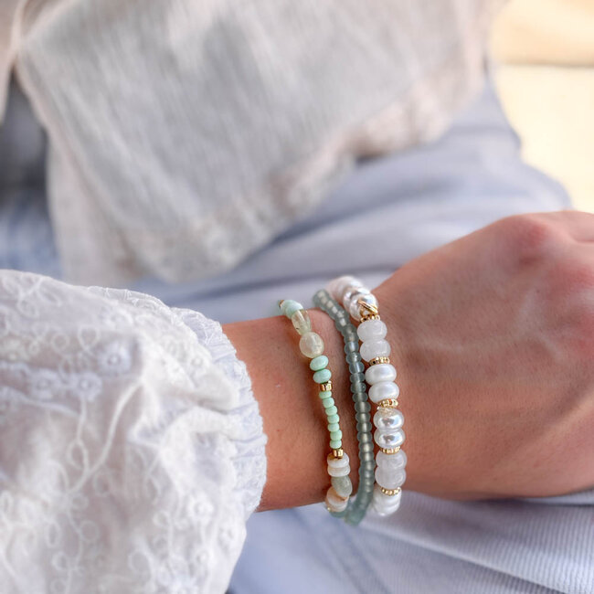 Biba Dubbele Mint matte kralen Armband