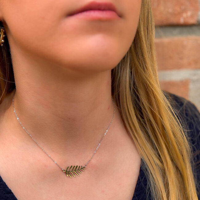 ZAG  Bijoux ketting zilver met blaadje (leaf)