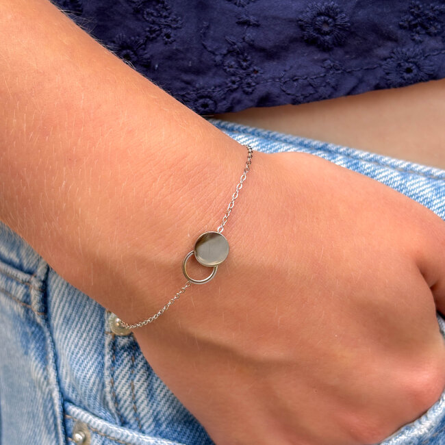armband zilver met twee cirkels