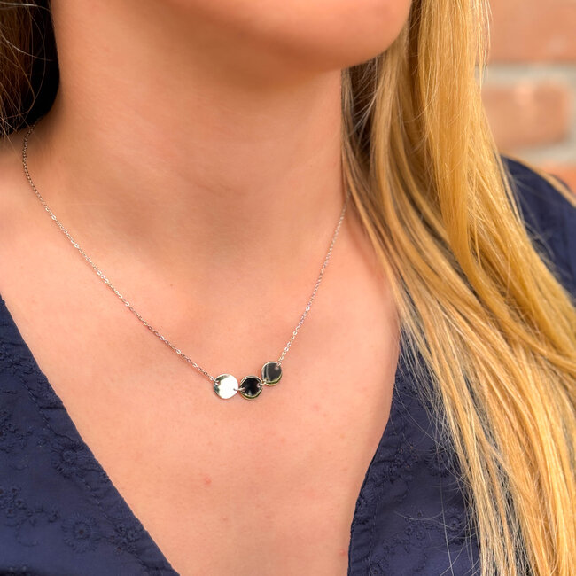 ZAG  Bijoux Ketting zilver met drie muntjes