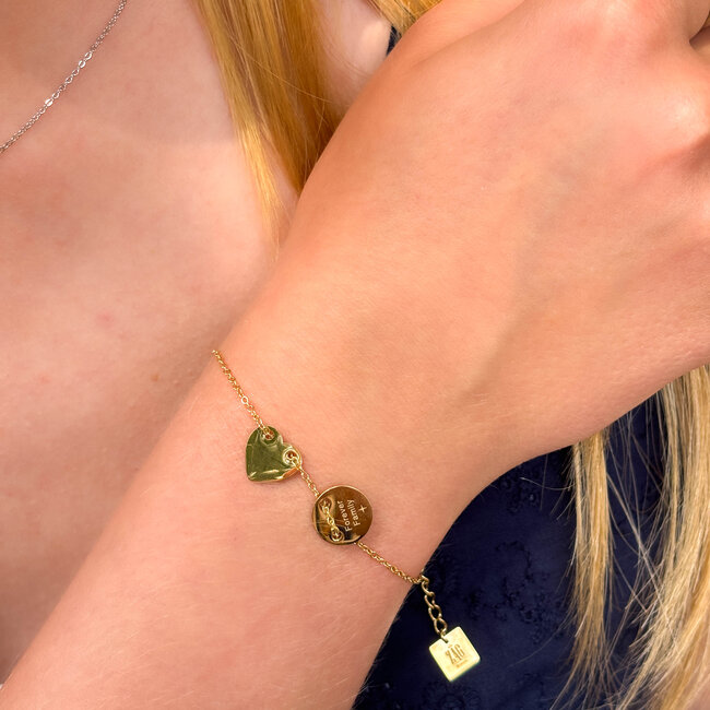 Armband met ''forever family'' bedel goudkleurig