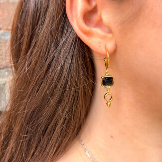 ZAG  Bijoux Goud oorbellen met zwarte steen