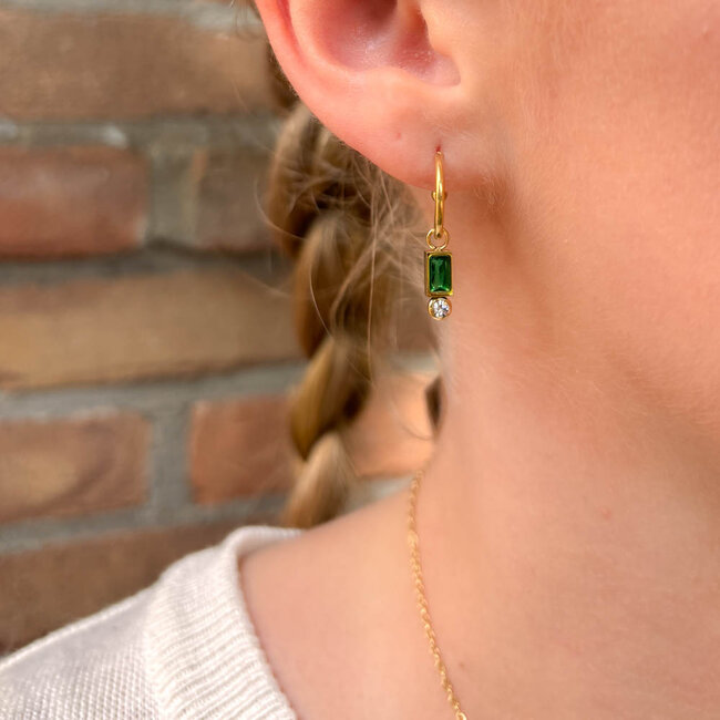 ZAG  Bijoux Goud oorbellen met groene zirconia