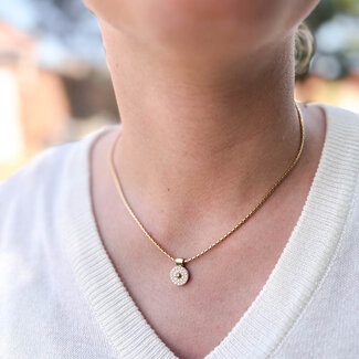 ZAG  Bijoux Ketting goud met zirconia ronde hanger