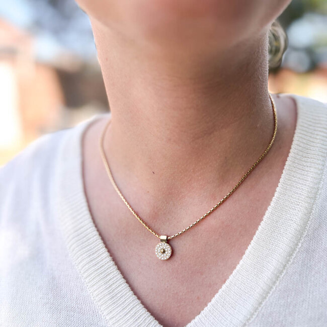 ZAG  Bijoux Ketting goud met zirconia ronde hanger