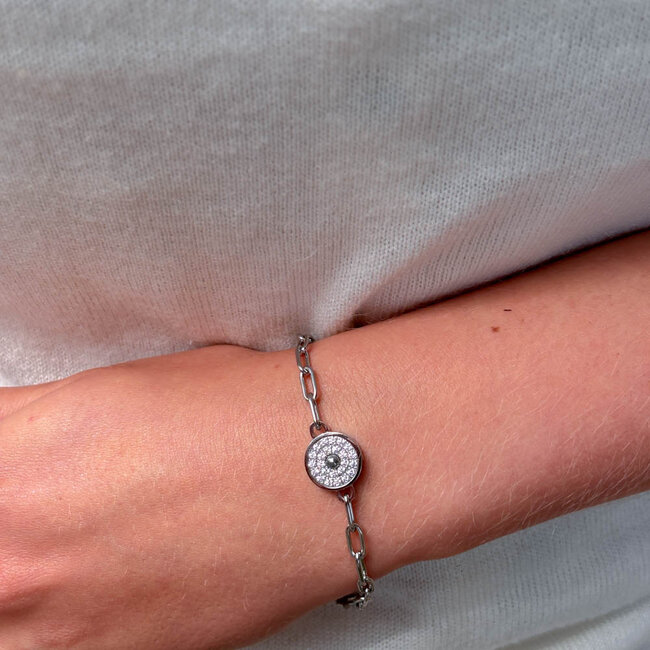 ZAG  Bijoux Schakelarmband met zirkonia munt